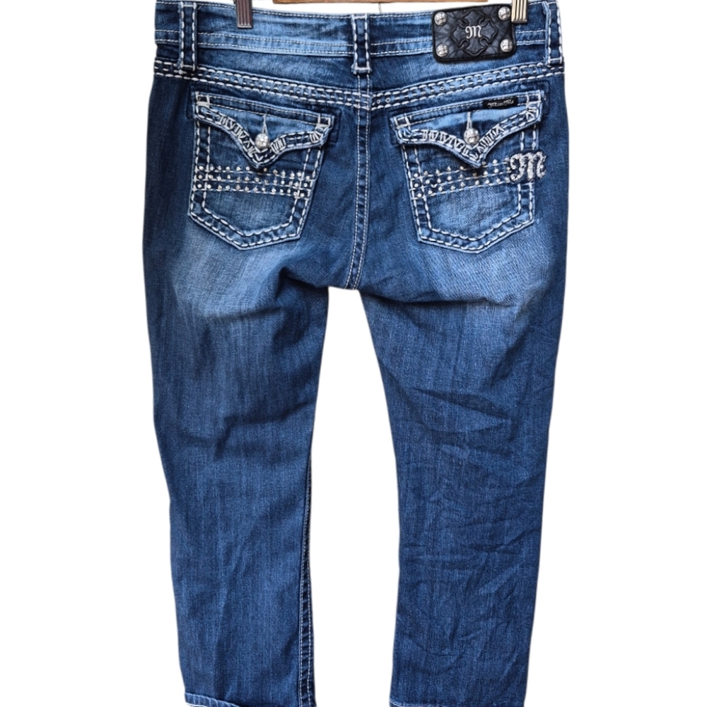 Miss Me Big Stitch Bling Cropped Denim Jeans size 30